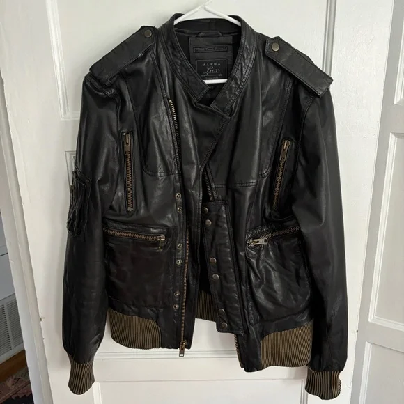 Vintage Alpha Industries Black Leather JacketSize M